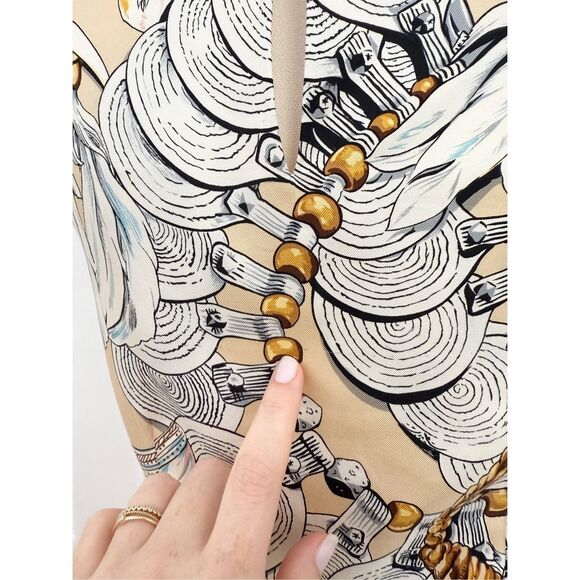 Vintage Wathne Womens Tan Silk Shell Aztec Western Print Blouse Top Size 4 - Picture 7 of 9